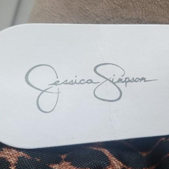 Jessica Simpson Leopard Faux Black Leather Tote Handbag - Picture 16 of 16